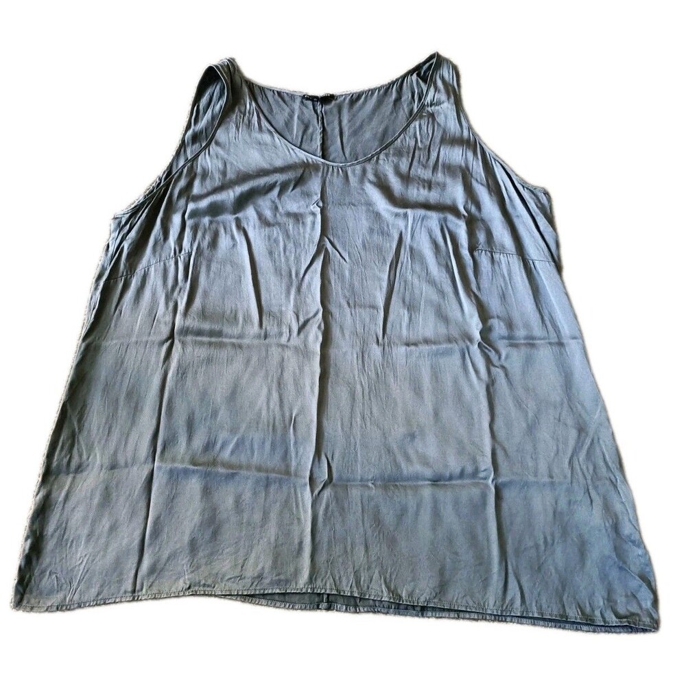 Eileen Fisher Silk V-Neck Tank Sleeveless Top Women's Size 3X Silver Gray Casual